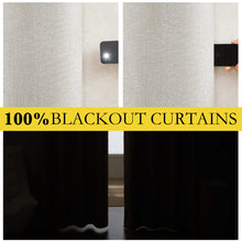 NICETOWN 100% Blackout Linen Curtains for Living Room with Thermal Insulated White Liner, Thermal Insulated Back Tab Ivory Linen Curtains Vertical Drapes 2 Panels for Bedroom, 52W x 84L