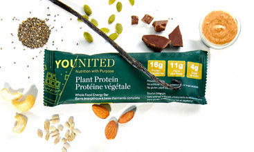 Vegan Protein Bars by Younited Wellness | Made in Canada | With Real Food Ingredients and 16g of Protein | Boosts Energy | 10g of Fibre and Low in Sugar | Chocolate | 12 Bars per Box