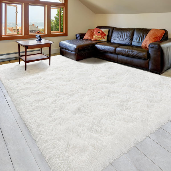 Pacapet Fluffy Area Rugs, Cream Shag Rug for Bedroom, Plush Furry Rugs for Living Room, Fuzzy Carpet for Kid's Room, Nursery, Home Decor, 4 x 6 Feet