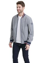 Tommy Hilfiger Men's Lightweight Varsity Rib Knit Bomber Jacket, Heather Grey soft shell, Medium