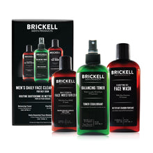 Brickell Men's Daily Face Cleanse Routine for Oily Skin, Alcohol Free Toner, Gel Facial Wash and Moisturizer, Natural and Organic, Unscented