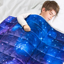 Solfres 7lbs Weighted Blanket, 41 x 60 Inches, Printing Heavy Blanket 7 Pounds, Ultra Soft and Cozy, Stars, Sensory Items, Nebula Galaxy