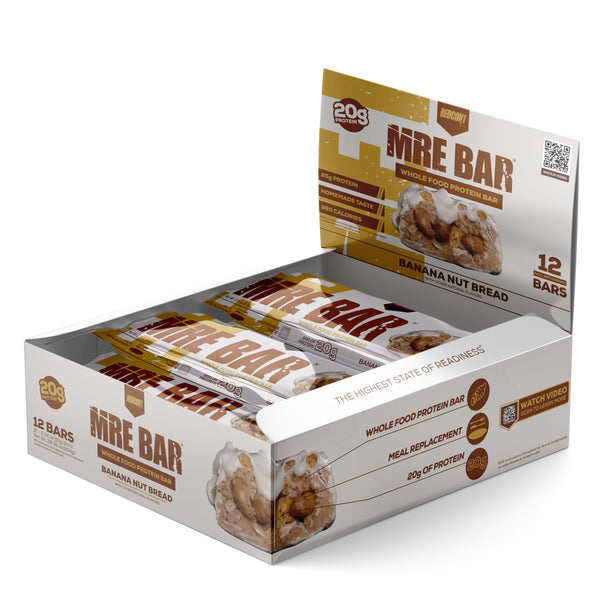 REDCON1 MRE Protein Bar, Banana Nut Bread - Contains MCT Oil + 20g of Whole Food Protein - Easily Digestible, Macro Balanced Low Sugar Meal Replacement Bar (12 Bars)