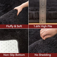 Poboton Area Rugs for Living Room, Ultra Soft Fluffy Non-Slip High Pile Rugs for Bedroom Kitchen Kids Nursery Room Entryway (Black, 4x6 Feet)