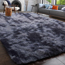 Rugs Living Room Fluffy Area Rug for Bedroom Shaggy Carpet Anti Slip Rugs Soft Modern Plush Carpets Suitable for Home Decor (Black Grey, 5.2 * 6.5ft(160 * 200cm))