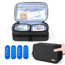 Yarwo Insulin Cooler Travel Case with 4 TSA Approved Ice Packs, Double Layer Diabetic Supplies Bag Organizer for Insulin Pens, Blood Glucose Monitors or Other Diabetes Care Accessory, Black, Bag Only