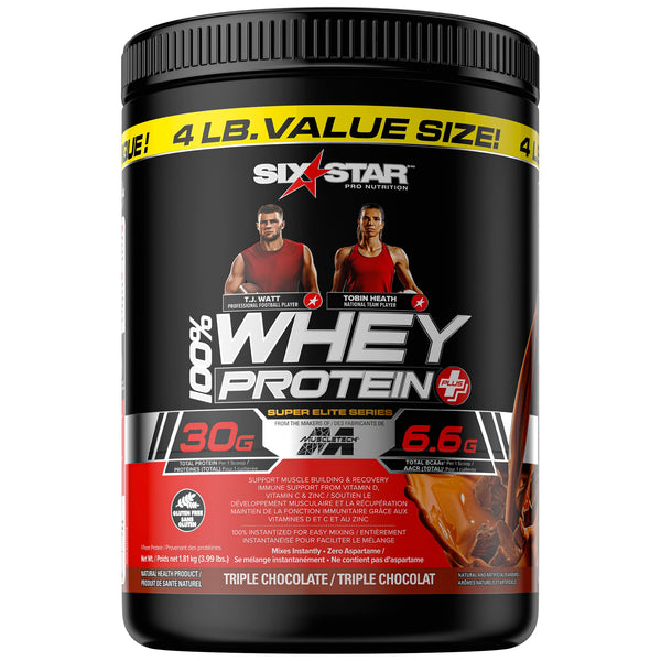 Whey Protein Powder, Six Star 100% Whey Protein Plus, Whey Protein Isolate & Peptides, Lean Protein Powder for Muscle Gain, Whey Isolate Protein Shake, Chocolate, 4 lbs