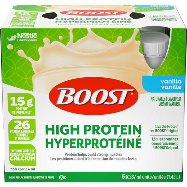 BOOST 15 g High Protein Meal Replacement Drink, Vanilla, 237 ml, 6 Counts ( Pack Of 4 )