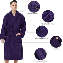 UTJZIB Men's Robe,Pure Cotton Robe for Men,Absorbent Bathrobe,Luxurious Terry Cloth Bathrobe with Shawl Collar