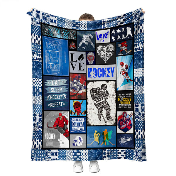 Hockey Blanket Hockey Gifts for Boys Kids Soft Cozy Hockey Bedding Fleece Throw Blanket Hockey Gifts for Men Women Christmas Hockey Gifts for Coach 60'' x 80'' (Hockey Blanket 05)