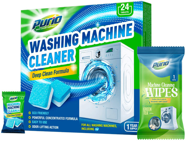 PURIO Washing Machine Cleaner Tablets 24-Ct Deep Cleaning Formula Washer Machine Cleaner Top Load & Front Load Standard & HE Washers