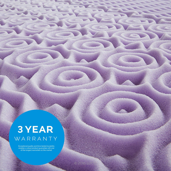 LUCID 2 Inch 5 Zone Lavender Memory Foam Mattress Topper – Calming Lavender – Targeted Convoluted Comfort Zones, Full (LU20FF30ZT)