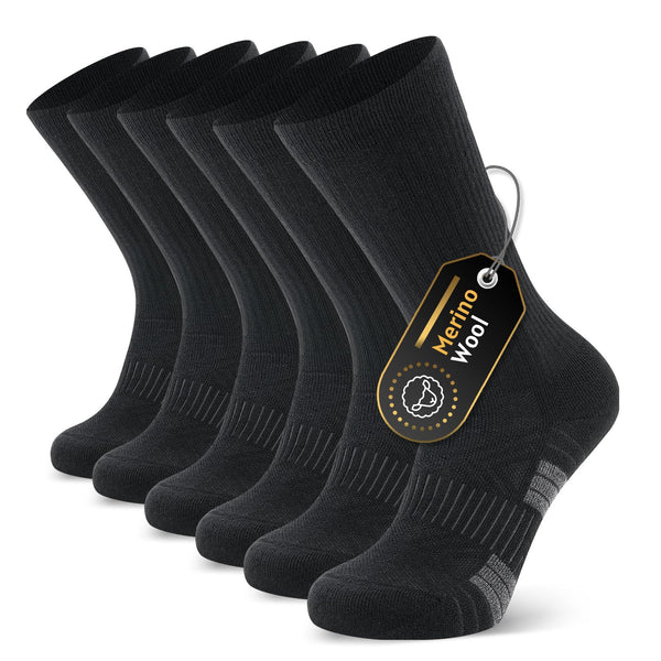 PULIOU Merino Warm Wool Socks, Thermal Wool Hiking Running Socks for Men & Women Winter 3 Pairs