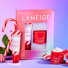 LANEIGE Divine Lip Duo: Lip Sleeping Mask Peppermint Intense Hydration with Vitamin C, Lip Glowy Balm Candy Cane