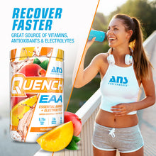 QUENCH EAA Aminos + Electrolytes - Complete Blend of 9 EAAs - 10g Total Amino Acids - Vitamins, Antioxidants, Electrolytes - ZERO Sugar, Carbs, Calories (Peach Mango)