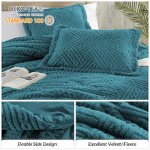 Homelike Moment Fleece King Comforter Set Blue, 3 Pieces Thick Soft Comforter with 2 Matching Pillow Shams, 3D Pattern Plush Fuzzy Bedding Comforter for King Size Bed, (106x90in, Teal Blue)