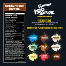 MUTANT ISO SURGE | Gourmet hardcore protein formula - whey protein Isolate powder, low carb, low fat, digestive enzyme boosted - Chocolate Fudge Brownie - 727 g