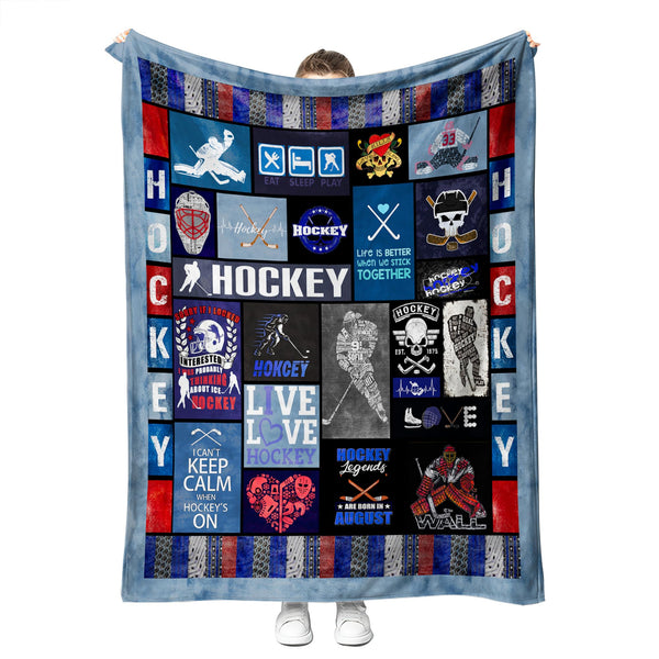 Hockey Blanket Hockey Gifts for Boys Kids Soft Cozy Hockey Bedding Fleece Throw Blanket Hockey Gifts for Men Women Christmas Hockey Gifts for Coach 50'' x 60'' (Hockey Blanket 06)