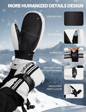 INPAKO Winter Ski Mittens with Removable Palm Guard, 3M Thinsulate Ski Gloves, Waterproof Windproof Touchscreen Snowboarding Gloves for Men Women, 5-Layer Thermal Warm Cold Weather Snow Glove White L