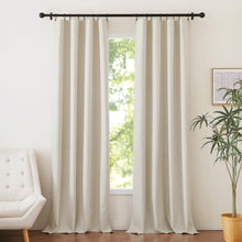 NICETOWN 100% Blackout Natural Linen Curtains 90 inches Length 2 Panels Set with Thermal Insulated Liners for Bedroom,Farmhouse Style Room Cooling Small Window Draperies for Dining Room,52