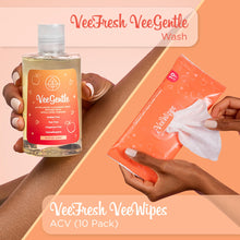 VeeFresh VeeDaily - VeeGentle Intimate Wash & VeeWipes ACV Sensitive Vee Bundle - Apple Cider Vinegar Infused Female Wipes for Women & Natural Feminine Wash for Sensitive Vees!