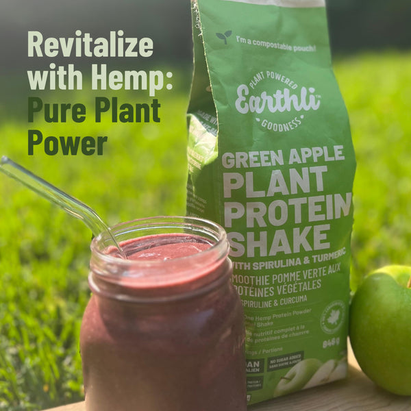 Earthli Green Apple Plant Protein Shake (846g) | Hemp Based Superfood | 20g Protein & 7g Fibre | Keto Friendly, Non-GMO, No Added Sugar | Vegan Plant-based Protein Powder | Nutritional Shake