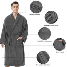 UTJZIB Men's Robe,Pure Cotton Robe for Men,Absorbent Bathrobe,Luxurious Terry Cloth Bathrobe with Shawl Collar