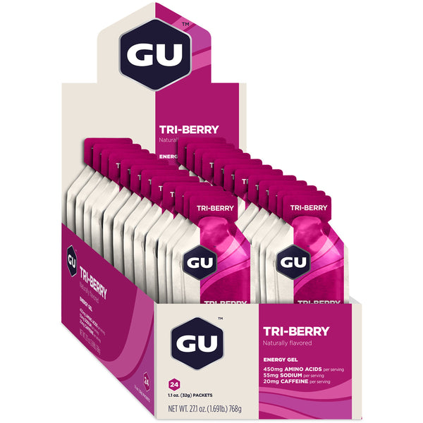 GU ENERGY Original Sports Nutrition Energy Gel, Tri Berry, 24-Count