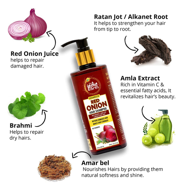 The Indie Earth Advanced Red Onion Oil 300ml, Repairs Damaged Hair - Makes hair Thicker & Stronger