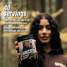 GRIZZLY Pre Workout Powder for Women & Men - Intense Strength Power & Focus - Caffeine L-Citrulline & Beta-Alanine - Sour Gummy Bear - 40 Servings