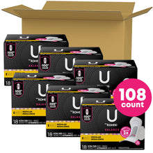 U by Kotex Balance Ultra Thin Pads with Wings, Regular Absorbency, 108 Count (6 Packs of 18)