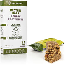 PURI SUDDHA Protein Bars – Pears and Walnuts (Pack of 12) – High Protein Snacks, No Sugar Added, Energy Breakfast Bars in Family Package, 600 g