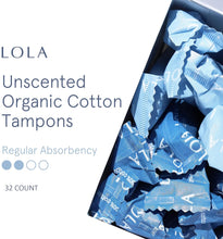 LOLA Regular Organic Tampons - 32 Count - Regular Non-Toxic Tampons, Cotton Tampons for Women, Period Feminine Hygiene, Feminine Care Product Multipack, HSA FSA Approved,