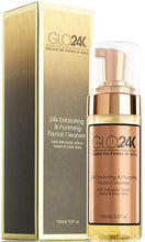 GLO24K Exfoliating & Foaming Facial Cleanser with 24k Gold, Witch Hazel, and Aloe Vera. For an Everyday Beauty Routine.