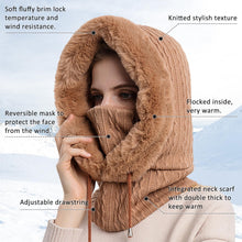 Zsedurt Winter Balaclava Hats for Women Ski Warm Thick Fluff Beanie Adult Neck Face Cover Cap(Khaki)