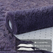 Terrug Oval Fluffy Ultra Soft Area Rugs for Bedroom Living Room, 2.6 x 5.3 Ft Plush Shaggy Kids Rug Small Throw Rugs for Dorm Boy Girl Room Bedside Nursery Mats Home Decor, Grey Purple