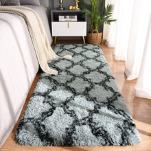 LOCHAS Luxury Shag Area Rug Runner Modern Indoor Plush Fluffy Rugs, Extra Soft and Comfy Carpet, Geometric Moroccan Rugs for Bedroom Living Room Girls Kids Nursery, 2x6 Feet Grey/Black