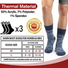 Welwoos Heated Thermal Socks for Women & Men Warm Winter Thick Ski Crew Insulated Socks Gift Socks Stocking Stuffers for Women 3 Pairs (Ash Grey/Light Blue/Black,L)