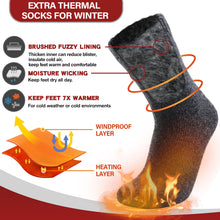 Welwoos Heated Thermal Socks for Women & Men Warm Winter Thick Ski Crew Insulated Socks Gift Socks Stocking Stuffers for Women 3 Pairs (Black Grey Greige,M)