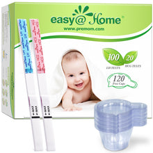 Easy@Home 100 Ovulation & 20 Pregnancy Test Strips with Cups: Reliable Ovulation Predictor Kits - Accurate TTC OPK Fertility Tests | 100 LH + 20 HCG + Cups