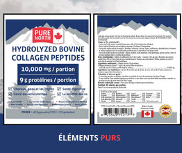 Pure North Naturals - Hydrolyzed Bovine Collagen Peptides Powder 10000mg, 425g - Bone Strength, Digestive Health, Joint Health, Hair Skin and Nail Vitamins-3rd Party Tested-Formulated & Made in Canada