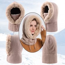 Zsedurt Winter Balaclava Hats for Women Ski Warm Thick Fluff Beanie Adult Neck Face Cover Cap (Beige)