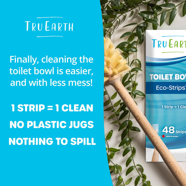 Tru Earth Toilet Bowl Cleaner Eco-Strips | Plastic Jug-Free, Septic-Safe Cleaning Strips | Easy to Use | 48 Strips