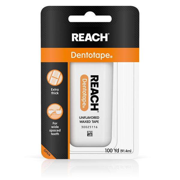 REACH Dentotape Waxed Tape, Unflavored 100 Yards, (Pack of 5)