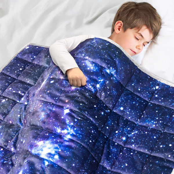 Solfres 5lbs Weighted Blanket, 36 x 41 Inches, Printing Heavy Blanket 5 Pounds, Ultra Soft and Cozy, Stars, Sensory Items, Universe Galaxy