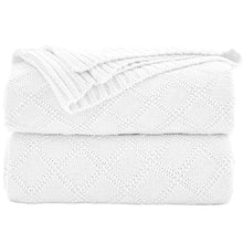 Throw Blankets-Lightweight Fashionable Knitted Throw Blankets 51x70inch Chunky Knit Soft Cozy Luxury Cable Stitch Bed Blankets Machine Washable for TV Sofa Couch Bed (Diamond, White)