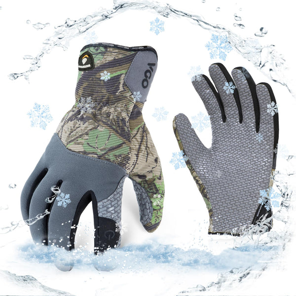 Vgo 0°C/32°F Winter Men's Lightweighted Lined Work Gloves for Light Duty Works,Warehouse,Landscaping,Washable(L,Camouflage,SL7717FW)