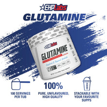 EHP Labs L Glutamine Powder Amino Acids - L-Glutamine Supplement for Gut Health (500g) Improves Muscle Recovery, Focus & Concentration - 100 Servings