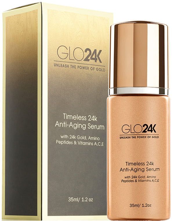 GLO24K Timeless Age-Defying Serum with 24k Gold, Potent Peptides, and Vitamins A,C,E. For a Radiant, Glowing Complexion!