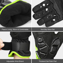 INBIKE Cycling Gloves Mountain Bike Gloves Thermal Gel Pad Gloves Windproof Reflective Full Finger Green X-Large